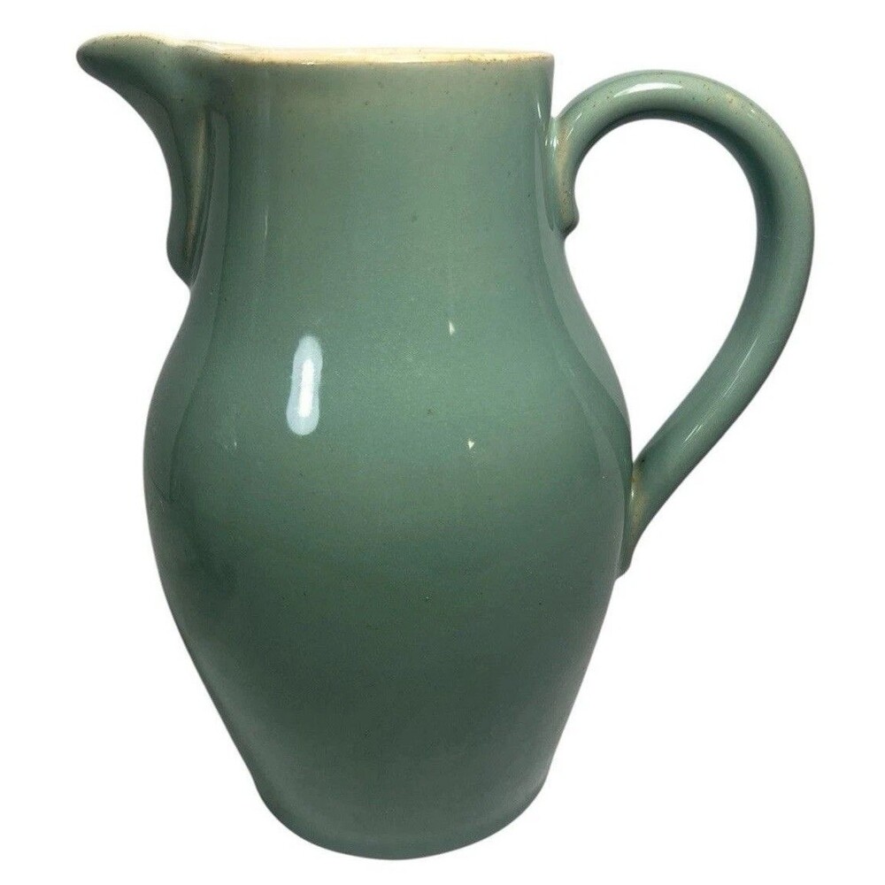 Vintage Denby Manor Jug Pitcher Sage Green Stoneware Ice Lip England MCM